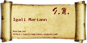 Igali Mariann névjegykártya